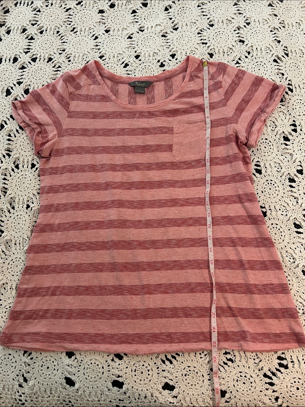 Natural Reflections Pink Striped Short Sleeve Tee